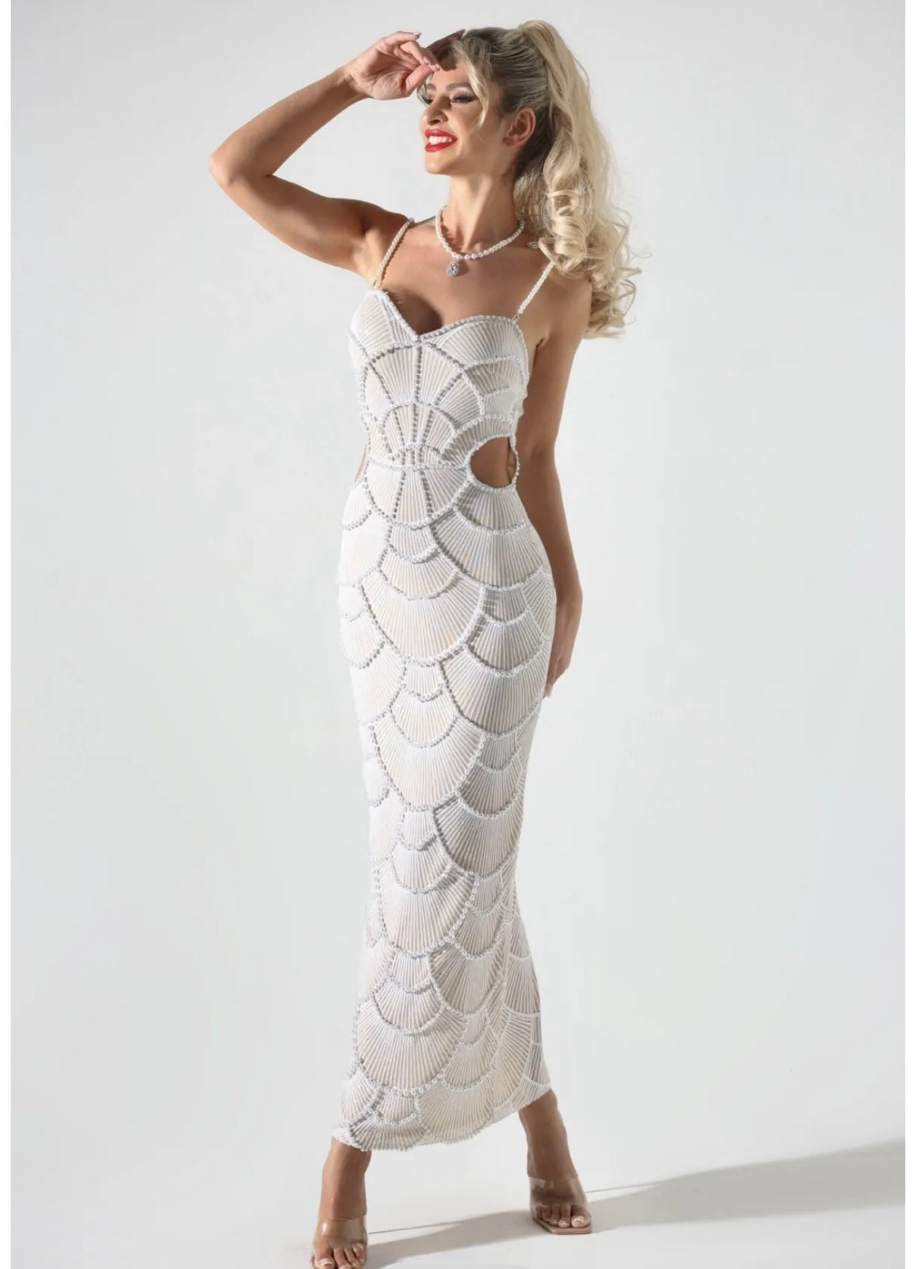 Deni Luxury Pearl Sequin Midi Dress