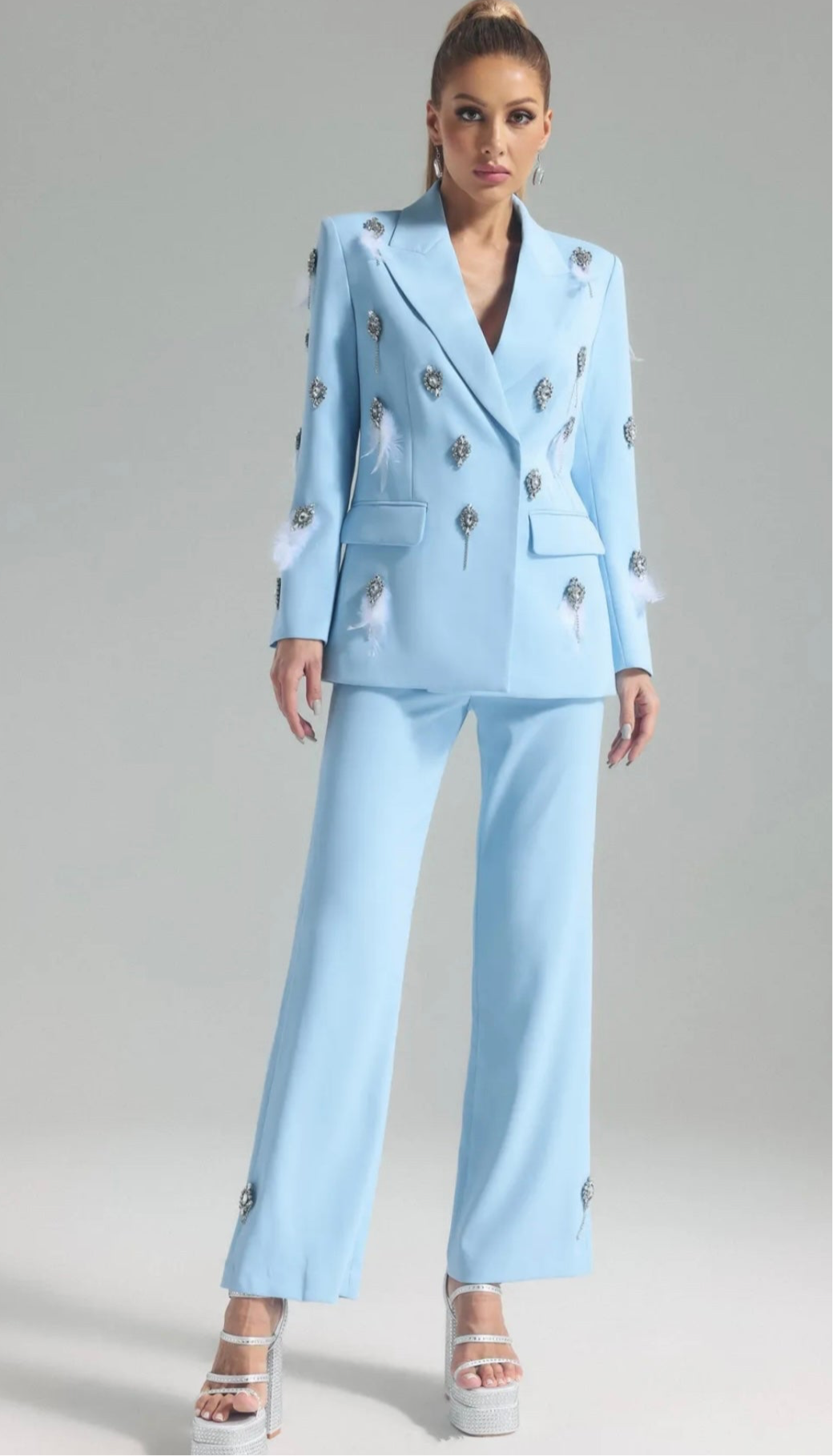 Luxury Premium light blue women’s suit