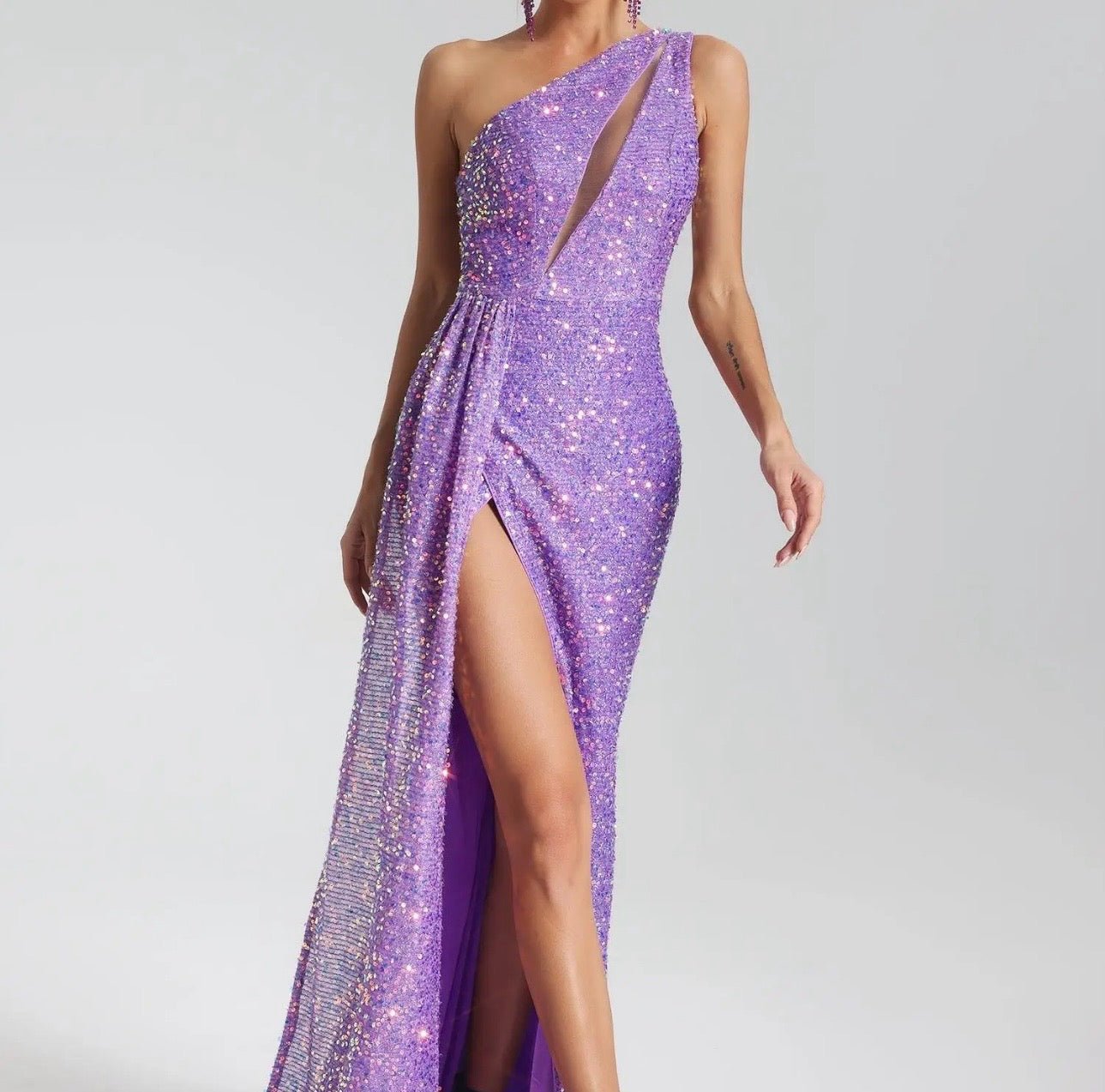 Sequin Side Slit Maxi Dress