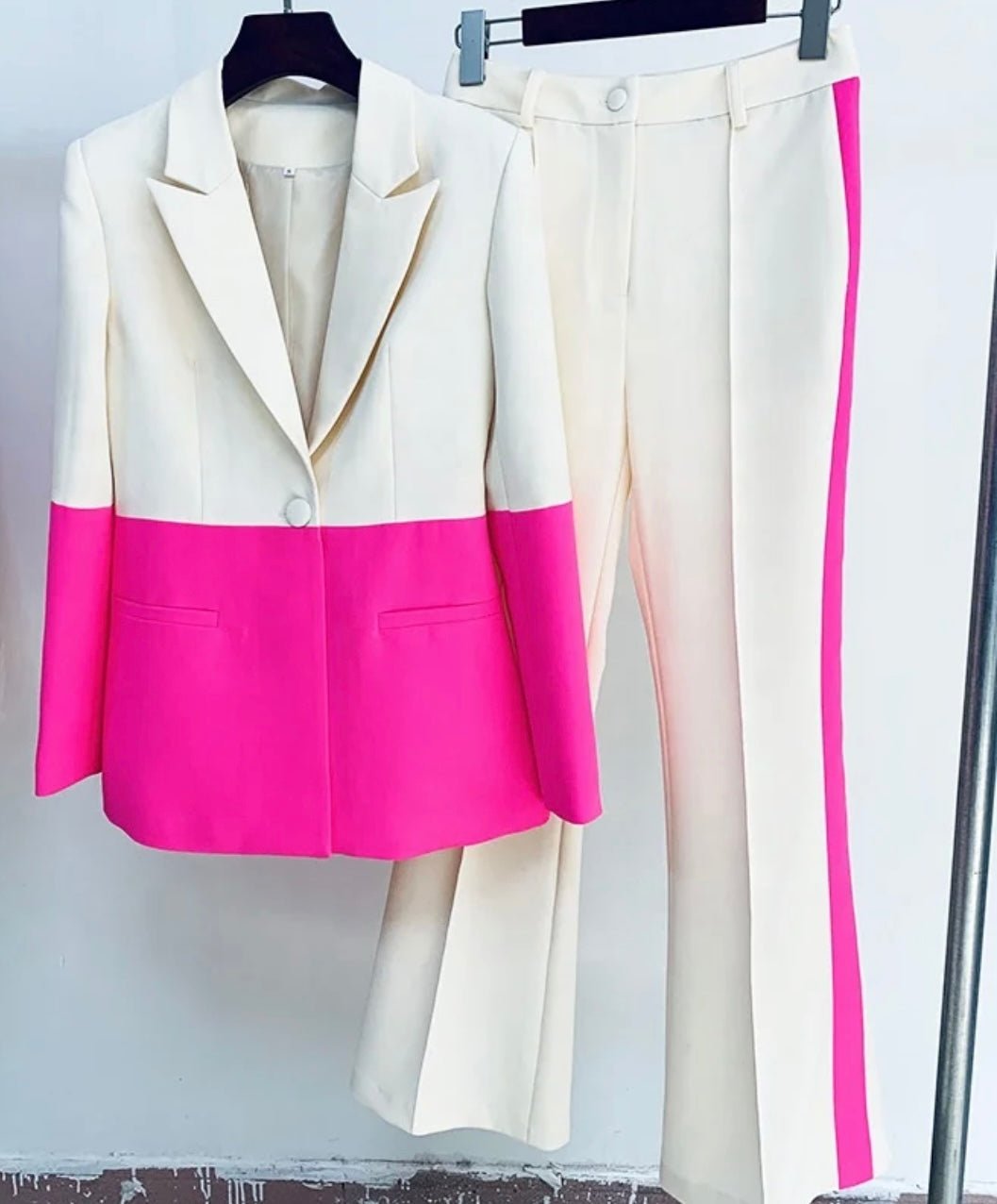 Premium Color Block Blazer Pants Set