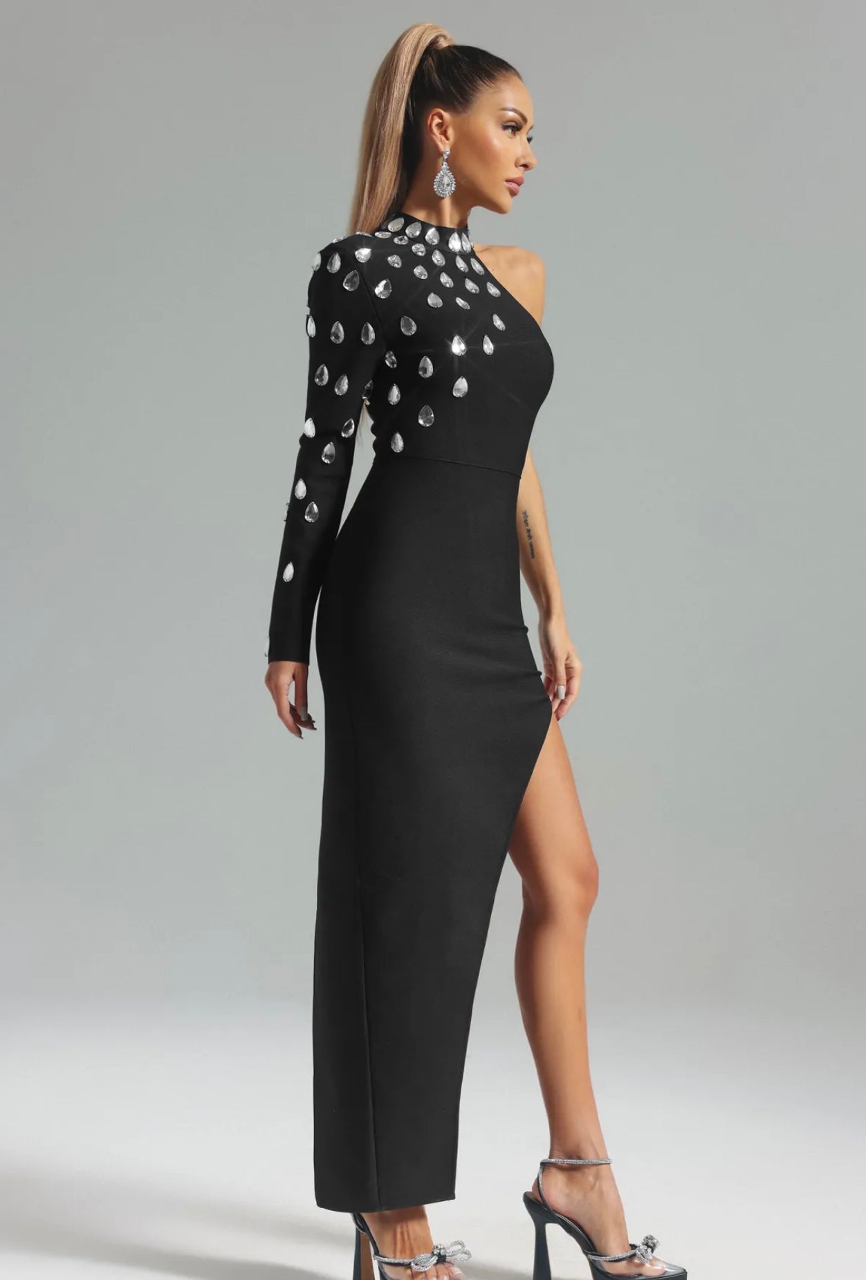 Minola One Shoulder Diamante Bandage Dress