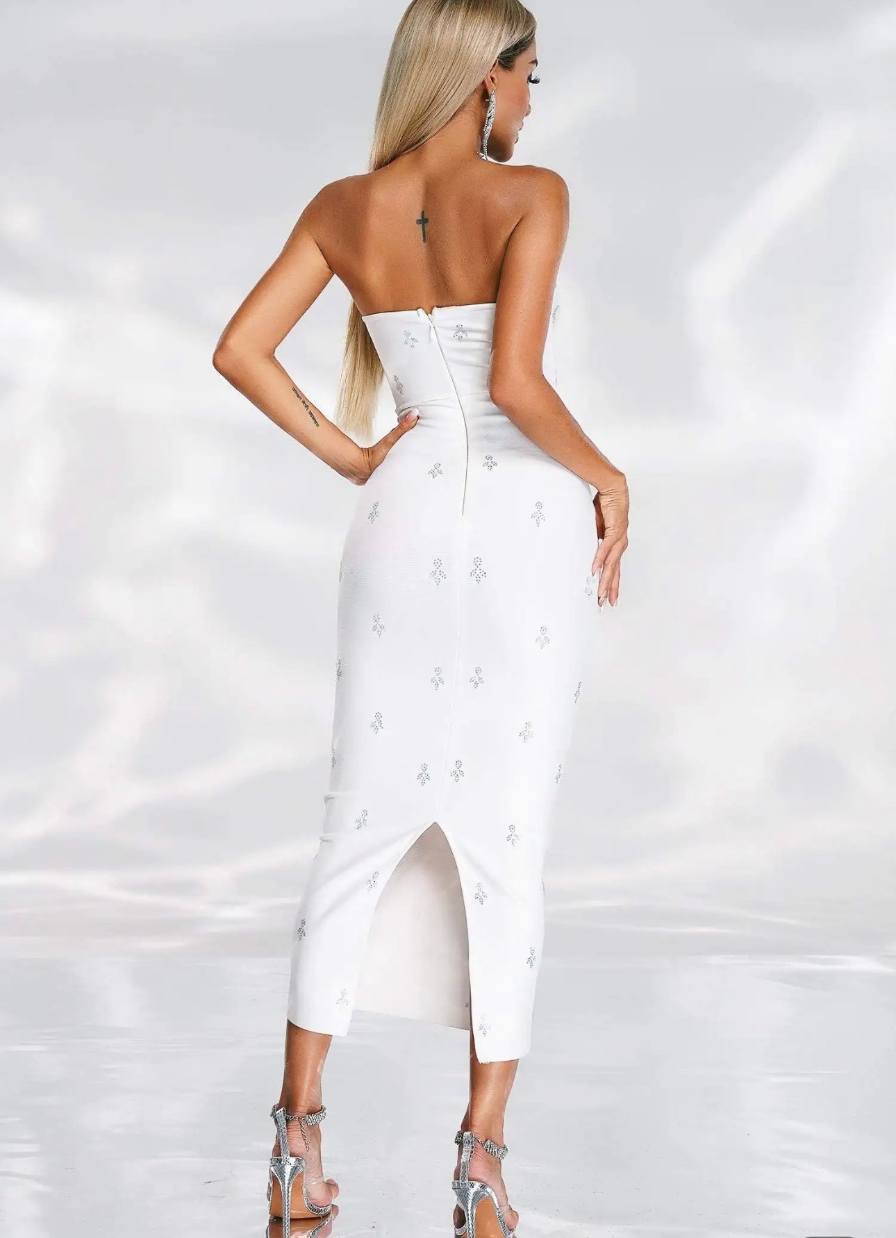 Wilisa Midi Strapless Bandage Dress-White