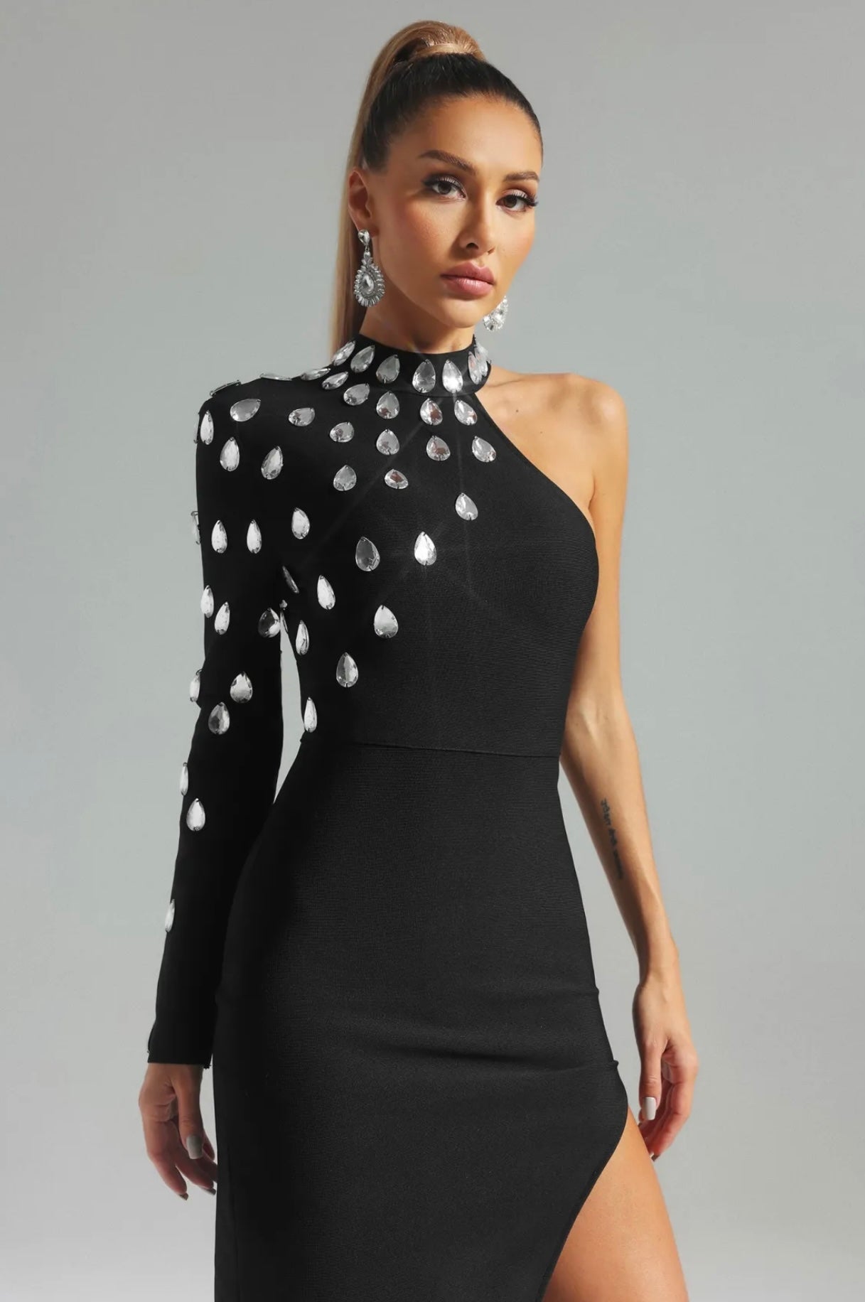 Minola One Shoulder Diamante Bandage Dress
