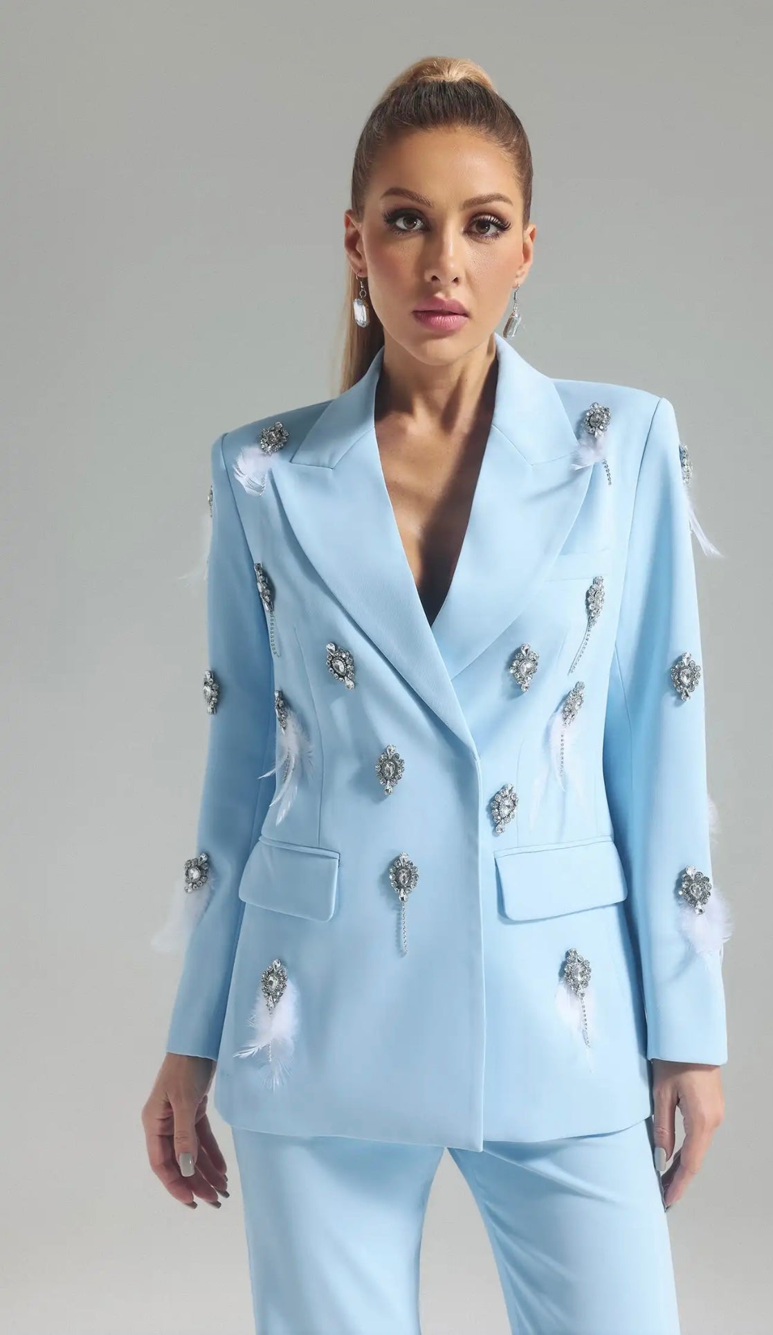 Luxury Premium light blue women s suit