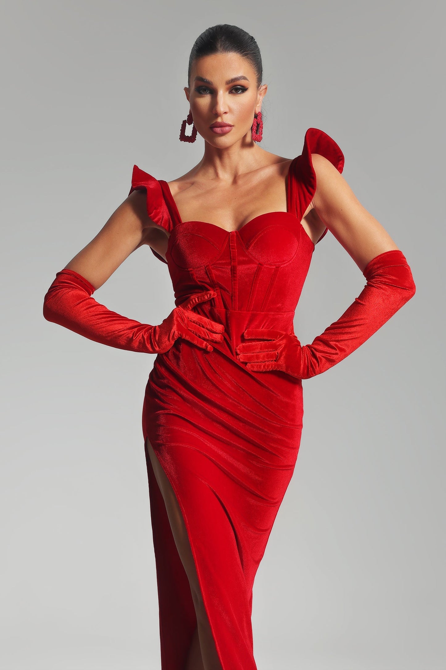 Bianca Bodycon Red Velvet dress